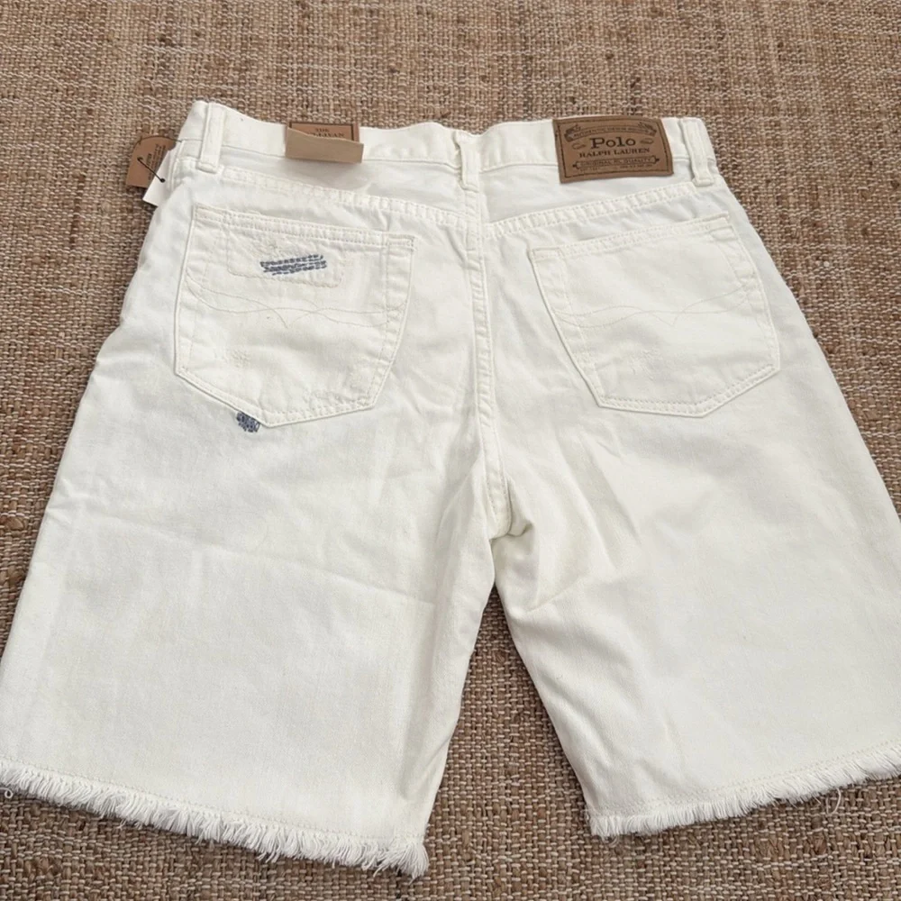 NEW Polo Ralph Lauren Sullivan Slim Distressed White Denim Short Boys size 16